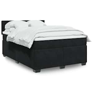Box spring postel s matrací černá 140 x 190 cm samet - obrázek 1