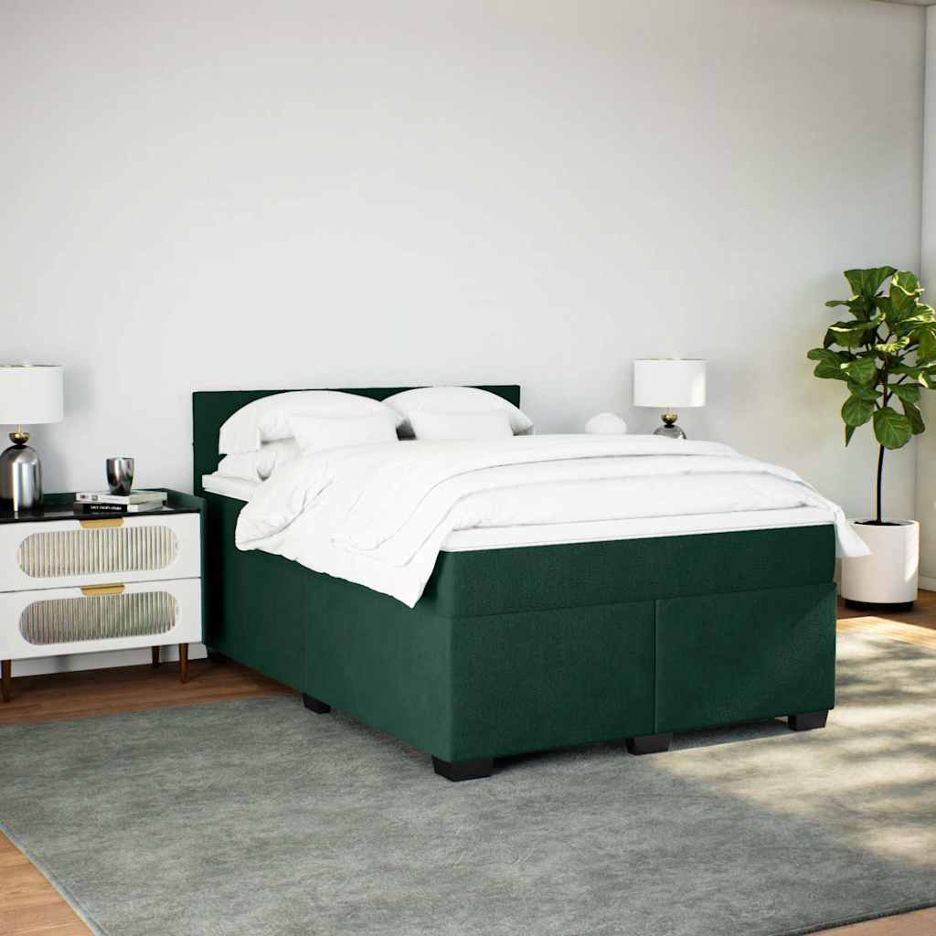 vidaXL Boxspring met matras fluweel donkergroen 140x190 cm groen, foto 2