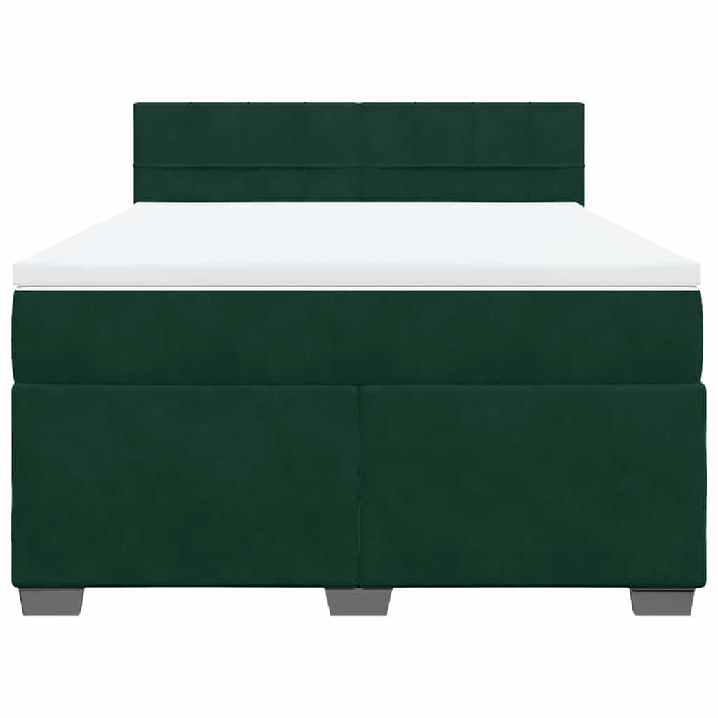 vidaXL Boxspring met matras fluweel donkergroen 140x190 cm groen, foto 4
