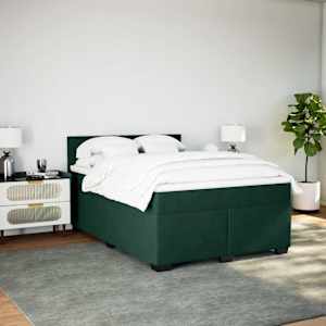 Box spring postel s matrací tmavě zelená 140x190 cm samet - obrázek 3