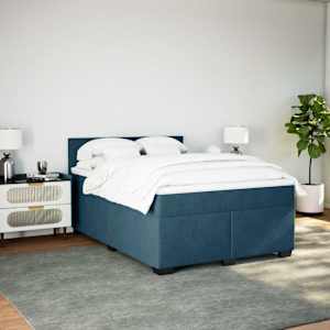 Box spring postel s matrací tmavě modrá 140x190 cm samet - obrázek 3