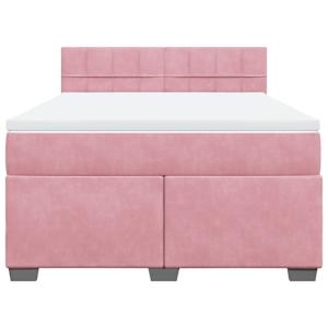 Box spring postel s matrací růžová 140x190 cm samet - obrázek 4