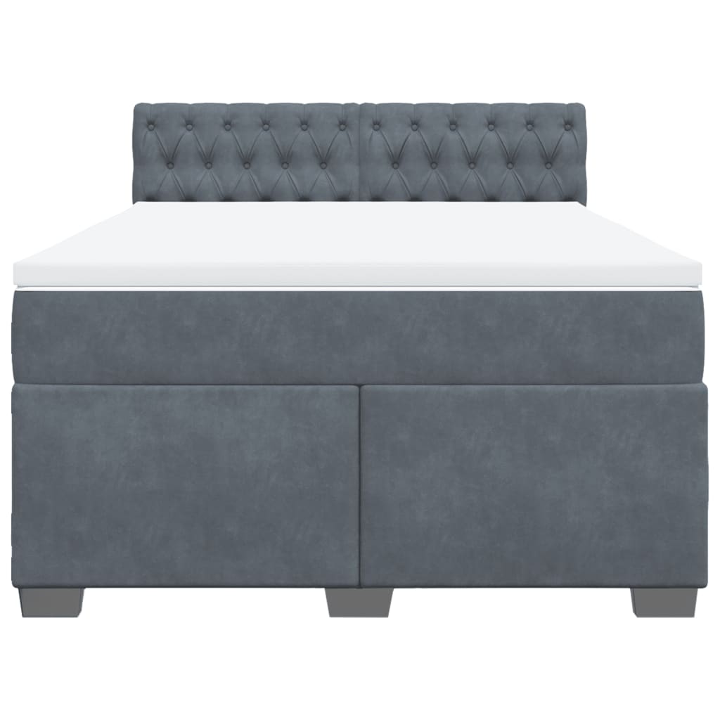 vidaXL Boxspring met matras fluweel donkergrijs 140x190 cm grijs, foto 4