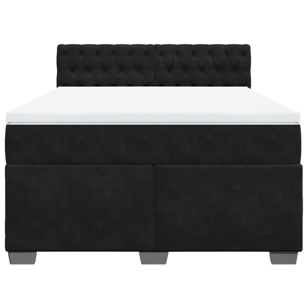 vidaXL Boxspring met matras fluweel zwart 140x190 cm, foto 4