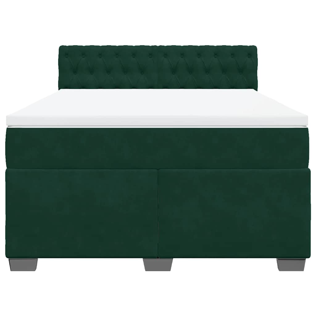 vidaXL Boxspring met matras fluweel donkergroen 140x190 cm groen, foto 4