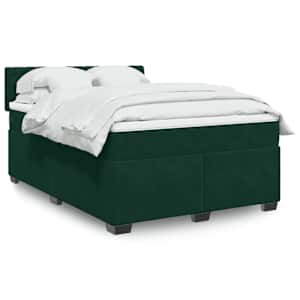 Box spring postel s matrací tmavě zelená 140x190 cm samet - obrázek 1