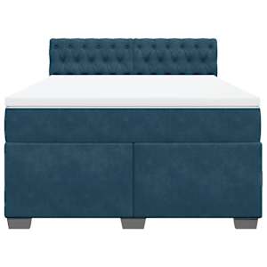 Box spring postel s matrací tmavě modrá 140x190 cm samet - obrázek 4