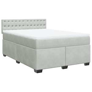 Box spring postel s matrací světle šedá 140x190 cm samet - obrázek 2