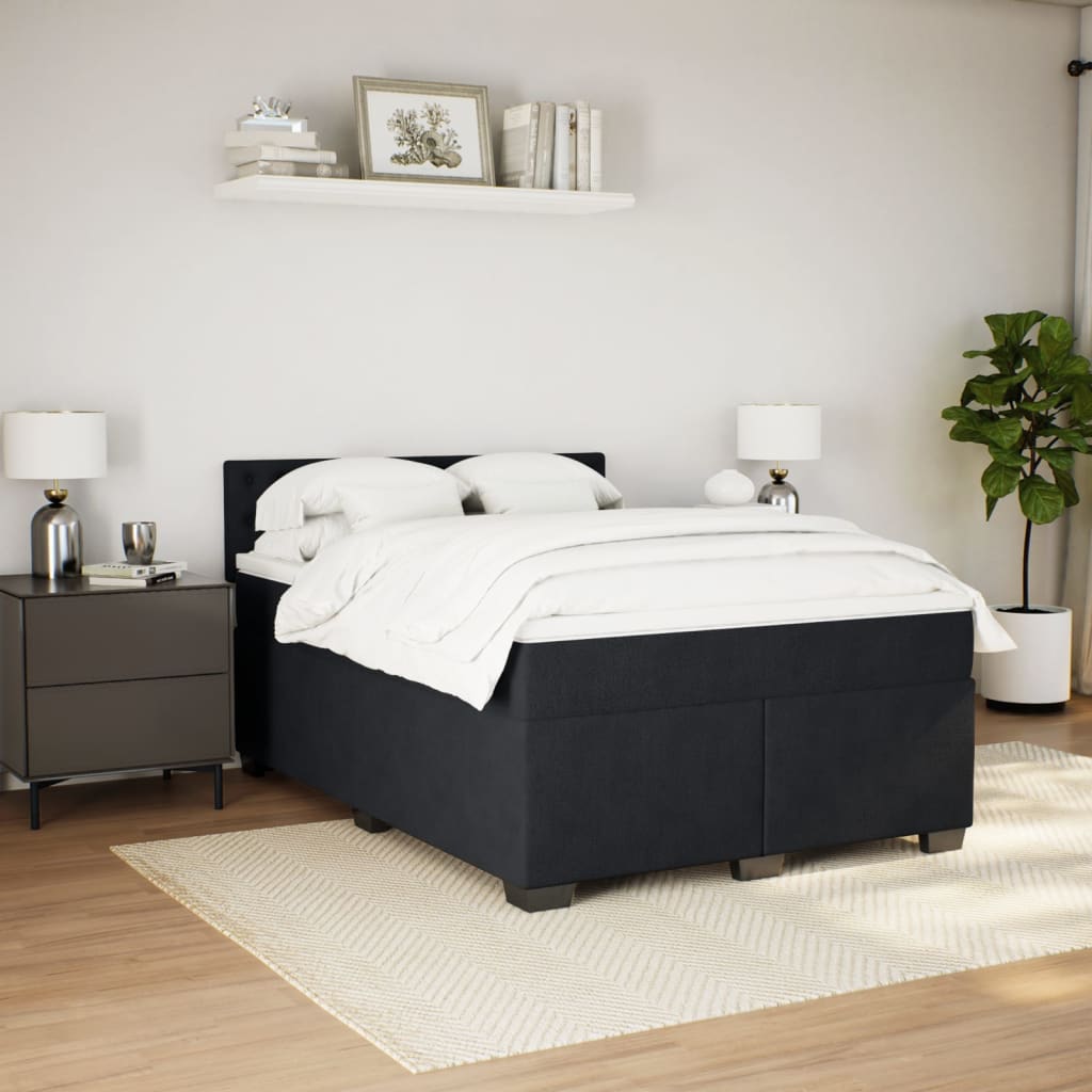 Thumbnail - vidaXL Boxspringbett mit Matratze Schwarz 140x190 cm Samt