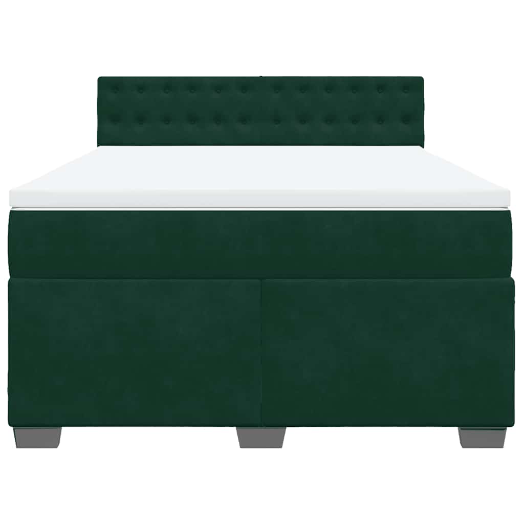 vidaXL Boxspring met matras fluweel donkergroen 140x190 cm groen, foto 4