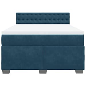 Box spring postel s matrací tmavě modrá 140x190 cm samet - obrázek 4