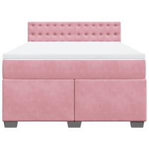Box spring postel s matrací růžová 140x190 cm samet - obrázek 4
