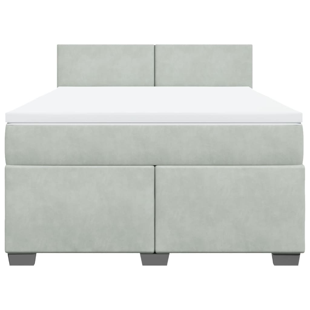 vidaXL Boxspring met matras fluweel lichtgrijs 140x200 cm grijs, foto 4