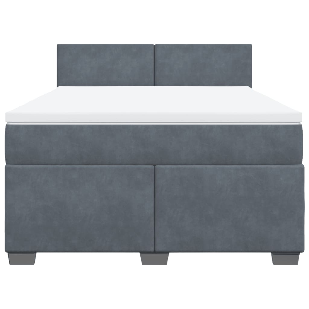 vidaXL Boxspring met matras fluweel donkergrijs 140x200 cm grijs, foto 4