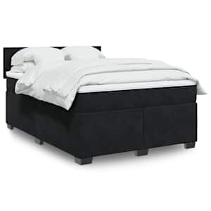 Box spring postel s matrací černá 140x200 cm samet