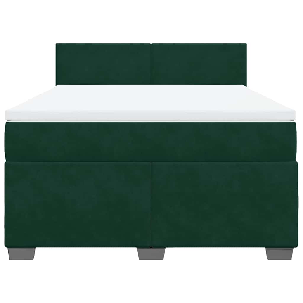 vidaXL Boxspring met matras fluweel donkergroen 140x200 cm groen, foto 4