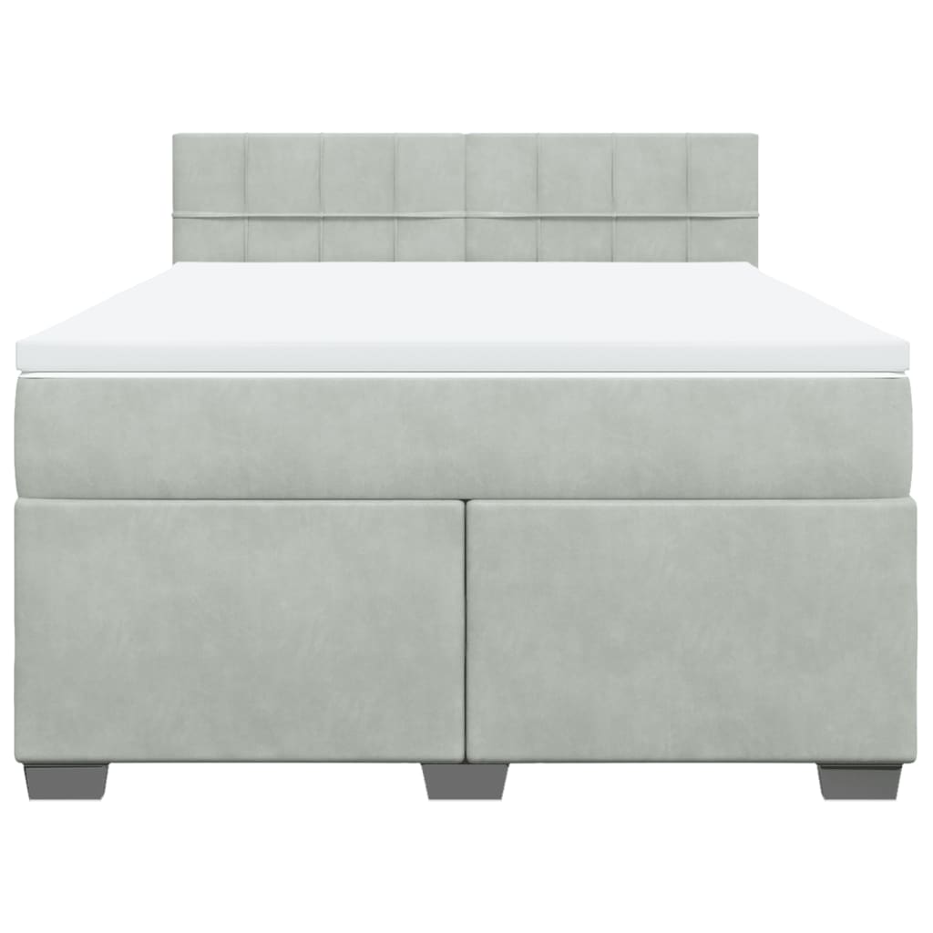 vidaXL Boxspring met matras fluweel lichtgrijs 140x200 cm grijs, foto 4