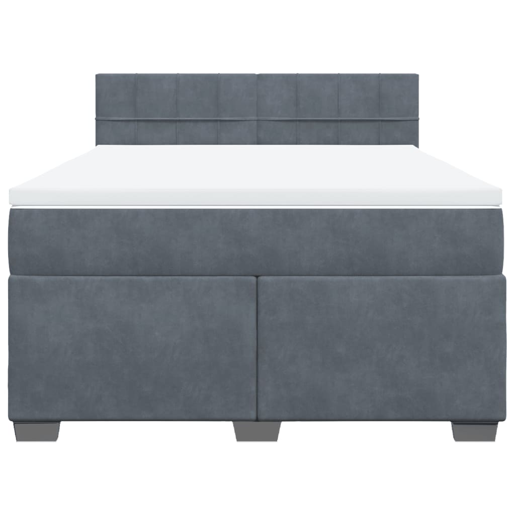 vidaXL Boxspring met matras fluweel donkergrijs 140x200 cm grijs, foto 4