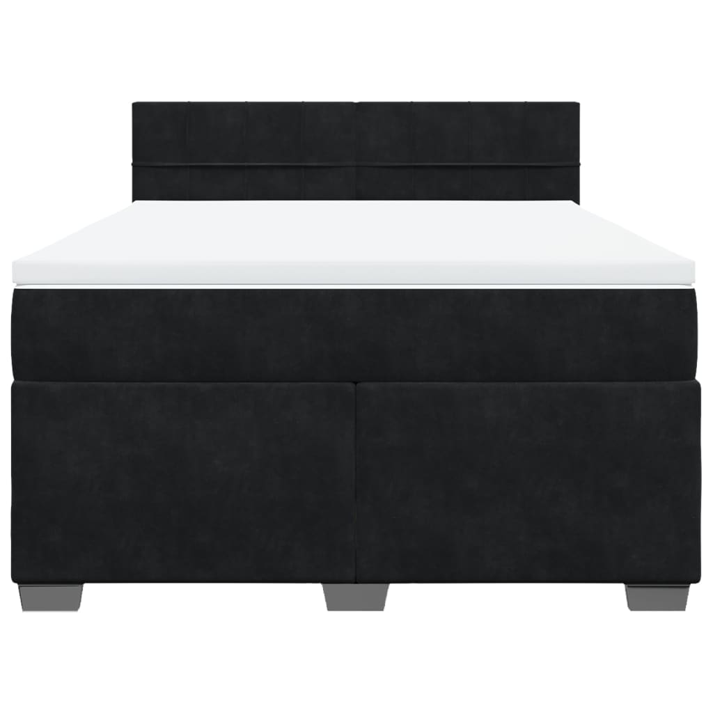 vidaXL Boxspring met matras fluweel zwart 140x200 cm, foto 4