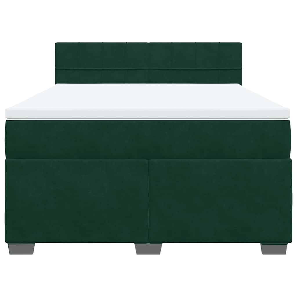 vidaXL Boxspring met matras fluweel donkergroen 140x200 cm groen, foto 4