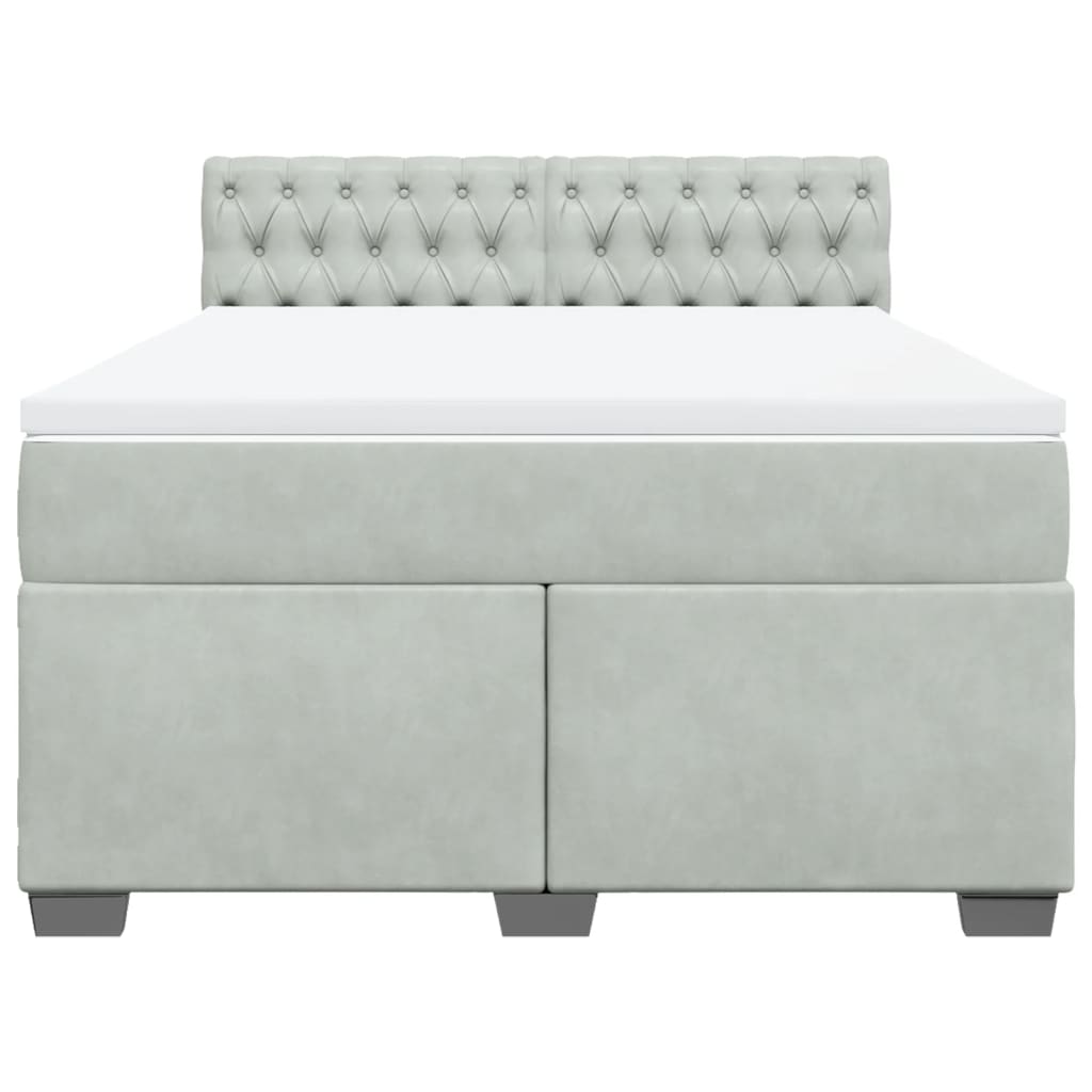vidaXL Boxspring met matras fluweel lichtgrijs 140x200 cm grijs, foto 4