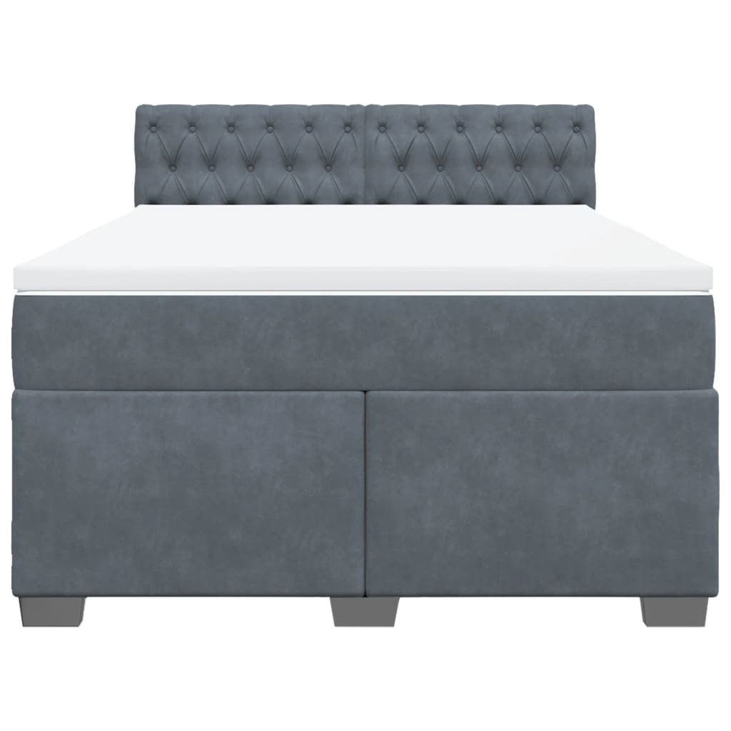 vidaXL Boxspring met matras fluweel donkergrijs 140x200 cm grijs, foto 4