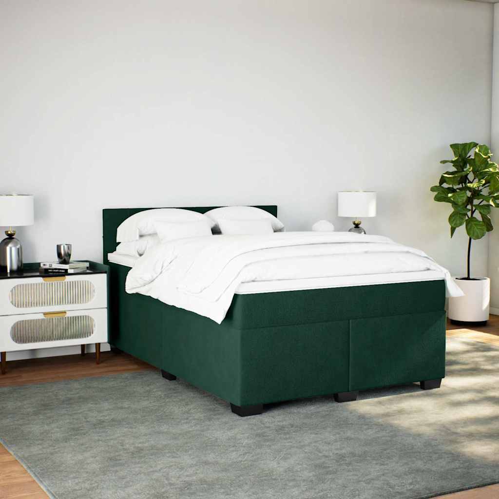vidaXL Boxspring met matras fluweel donkergroen 140x200 cm groen, foto 2