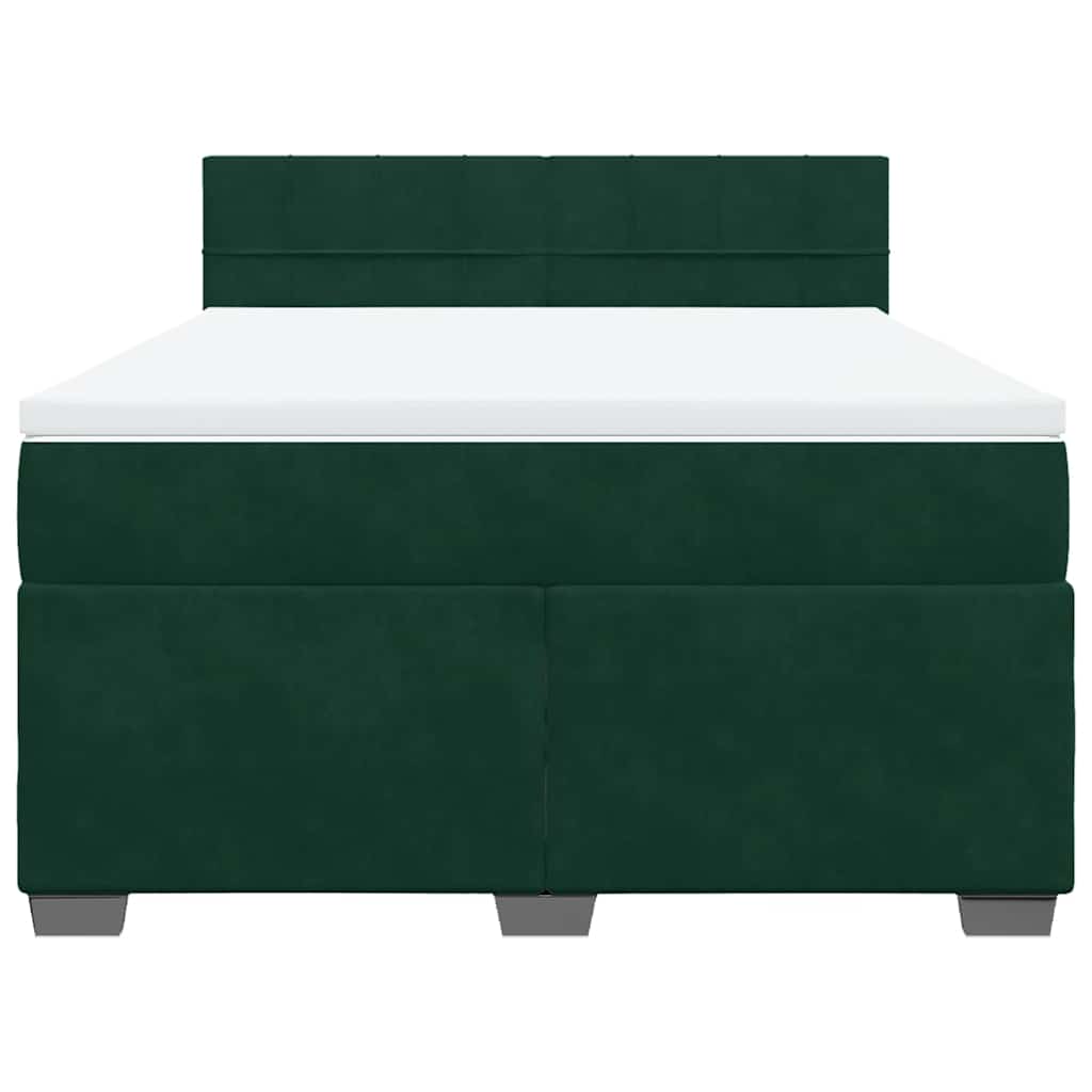vidaXL Boxspring met matras fluweel donkergroen 140x200 cm groen, foto 4