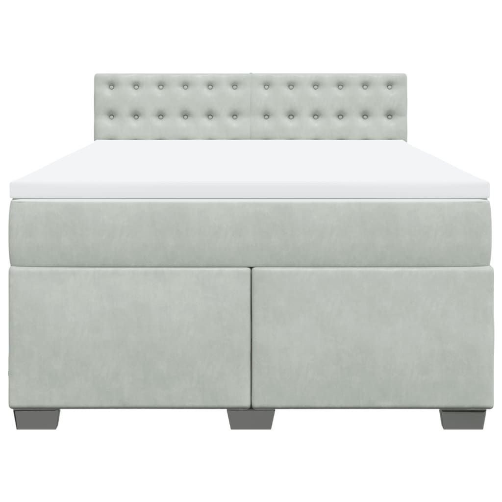 vidaXL Boxspring met matras fluweel lichtgrijs 140x200 cm grijs, foto 4