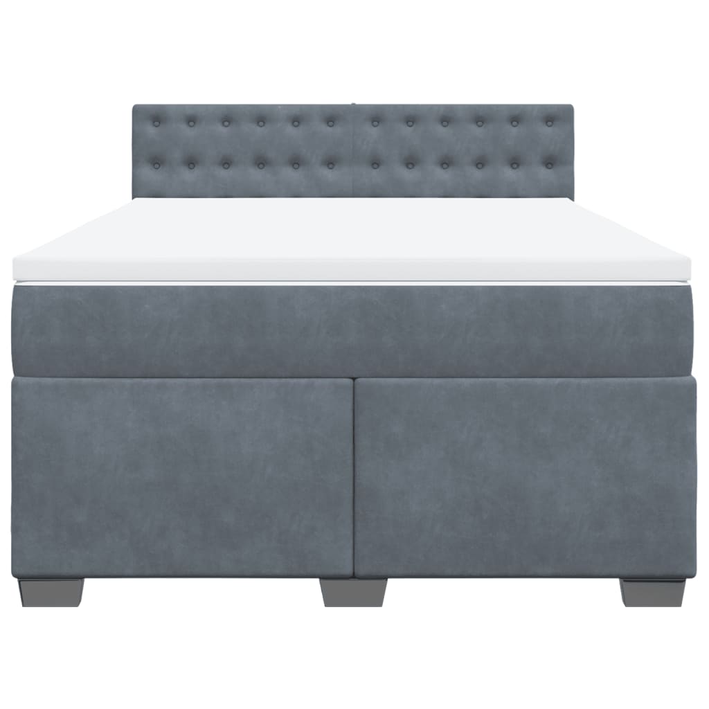 vidaXL Boxspring met matras fluweel donkergrijs 140x200 cm grijs, foto 4