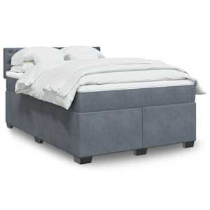 Box spring postel s matrací tmavě šedá 140x200 cm samet - obrázek 1