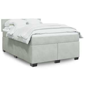 Box spring postelja z vzmetnico svetlo siva 160x200 cm žamet
