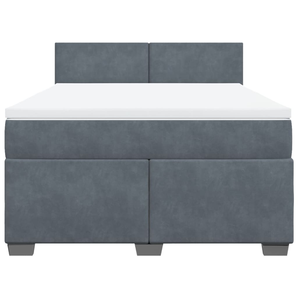 vidaXL Boxspring met matras fluweel donkergrijs 160x200 cm grijs, foto 4