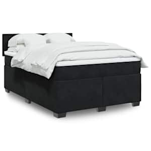 Box spring postel s matrací černá 160x200 cm samet - obrázek 1