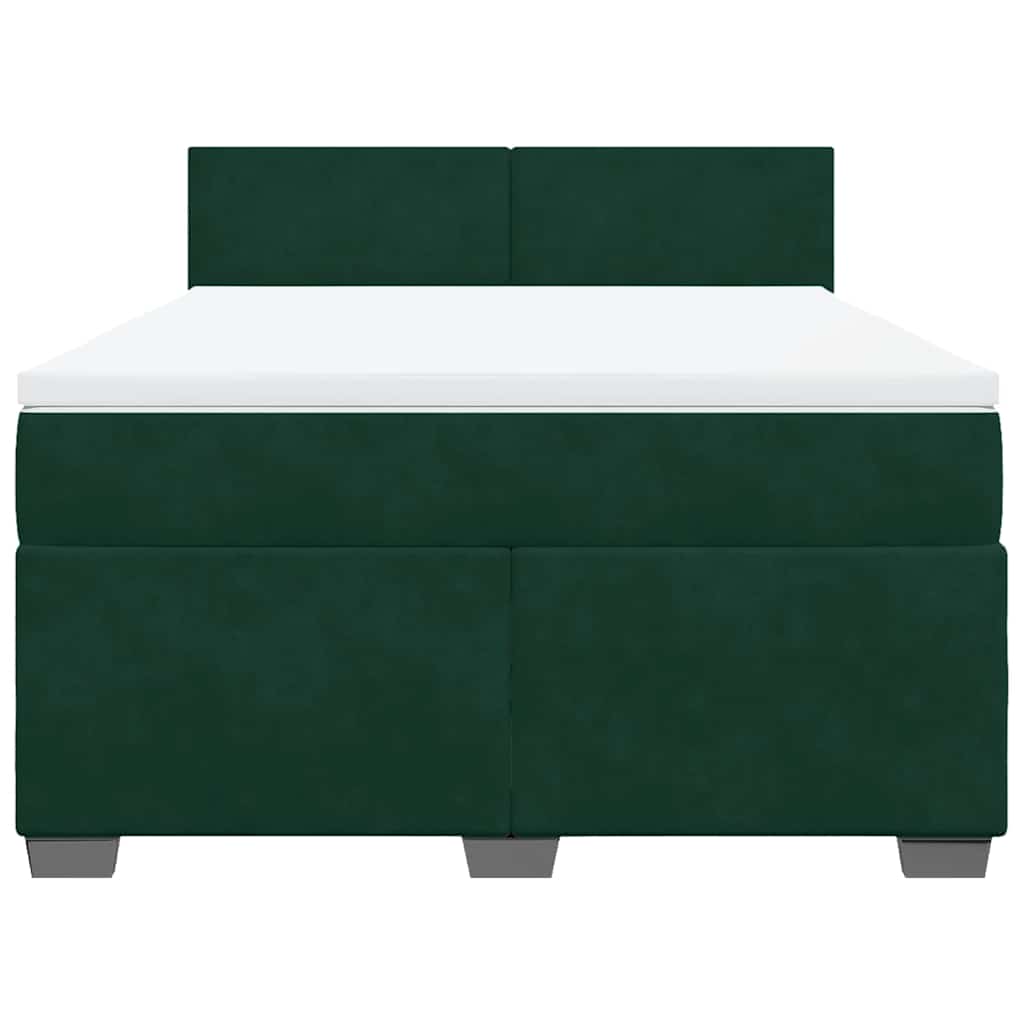 vidaXL Boxspring met matras fluweel donkergroen 160x200 cm groen, foto 4