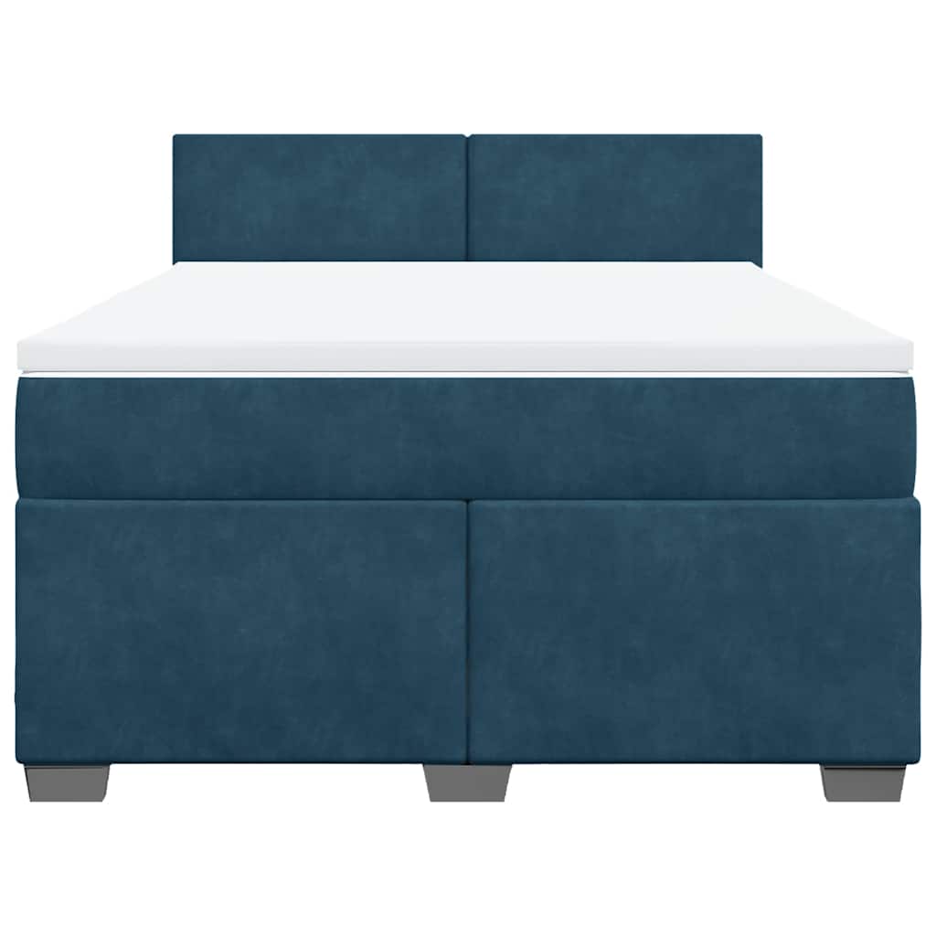 vidaXL Boxspring met matras fluweel blauw 160x200 cm, foto 4