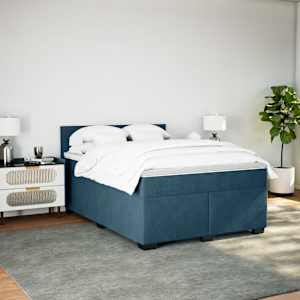 Box spring postel s matrací modrá 160 x 200 cm samet - obrázek 3