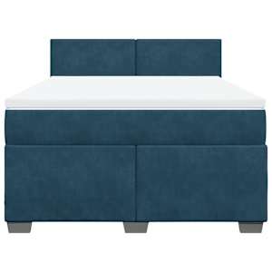 Box spring postel s matrací modrá 160 x 200 cm samet - obrázek 4