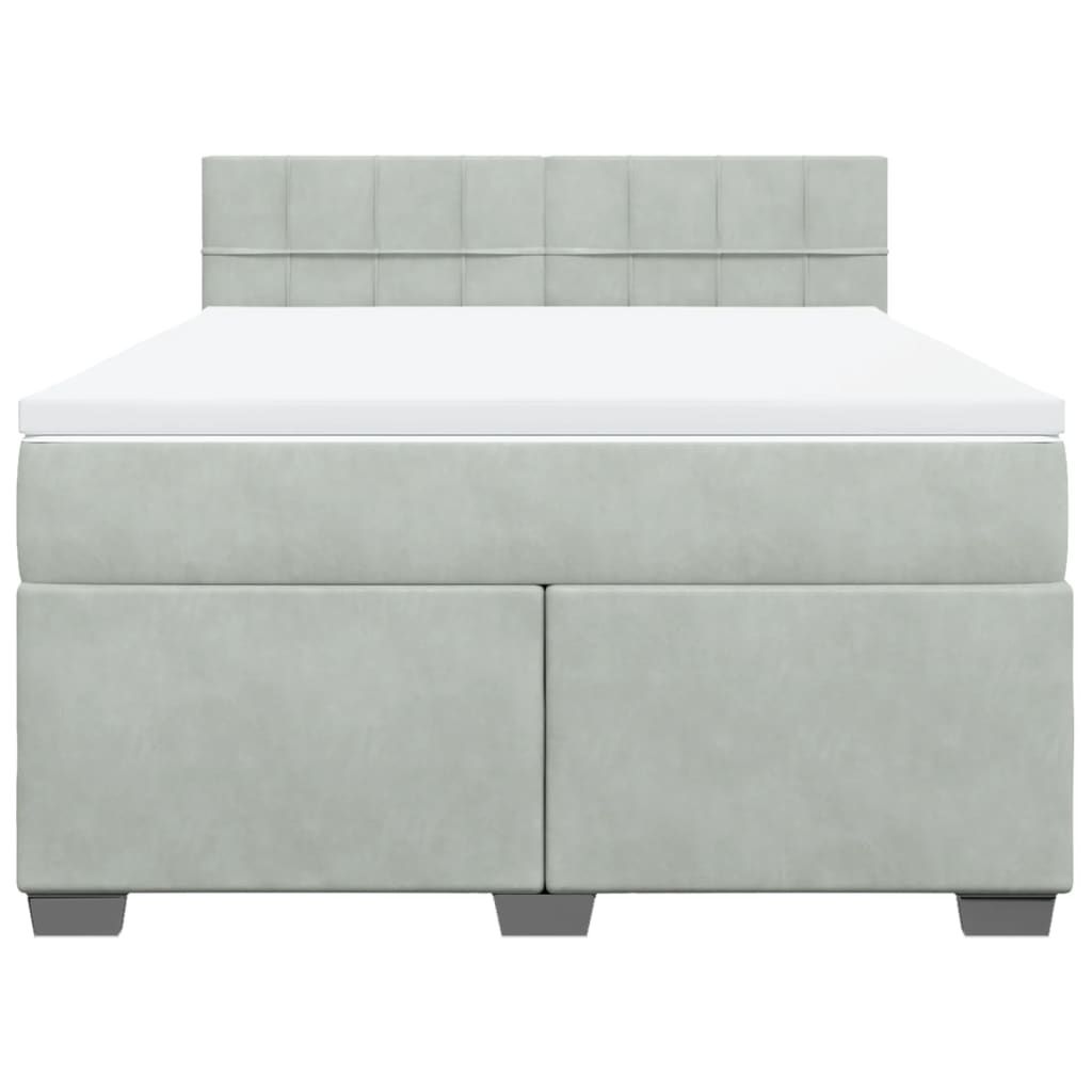 vidaXL Boxspring met matras fluweel lichtgrijs 160x200 cm grijs, foto 4