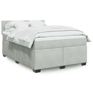 Box spring postelja z vzmetnico svetlo siva 160x200 cm žamet