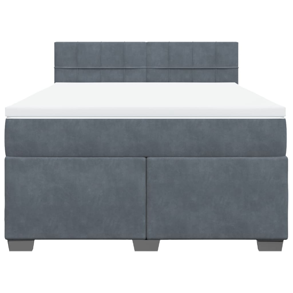 vidaXL Boxspring met matras fluweel donkergrijs 160x200 cm grijs, foto 4