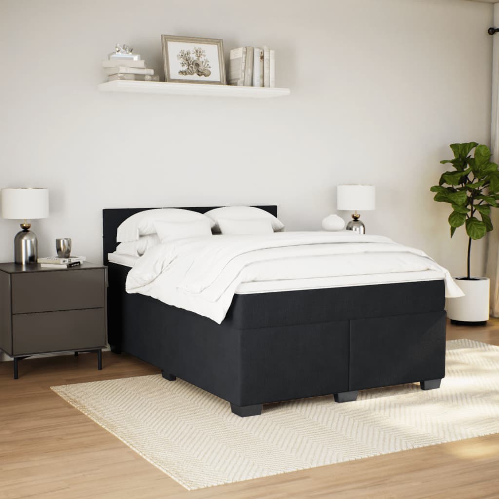 vidaXL Posteľný rám boxspring s matracom čierny 160x200 cm zamat