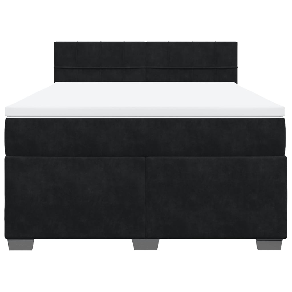 vidaXL Boxspring met matras fluweel zwart 160x200 cm, foto 4