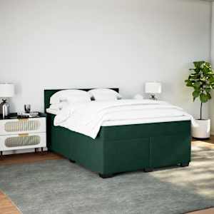 Box spring postel s matrací tmavě zelená 160x200 cm samet - obrázek 3
