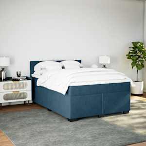 Box spring postel s matrací modrá 160 x 200 cm samet - obrázek 3