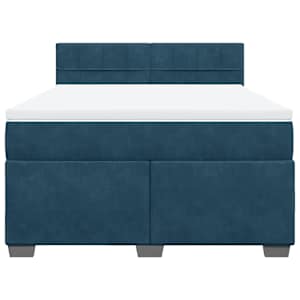 Box spring postel s matrací modrá 160 x 200 cm samet - obrázek 4