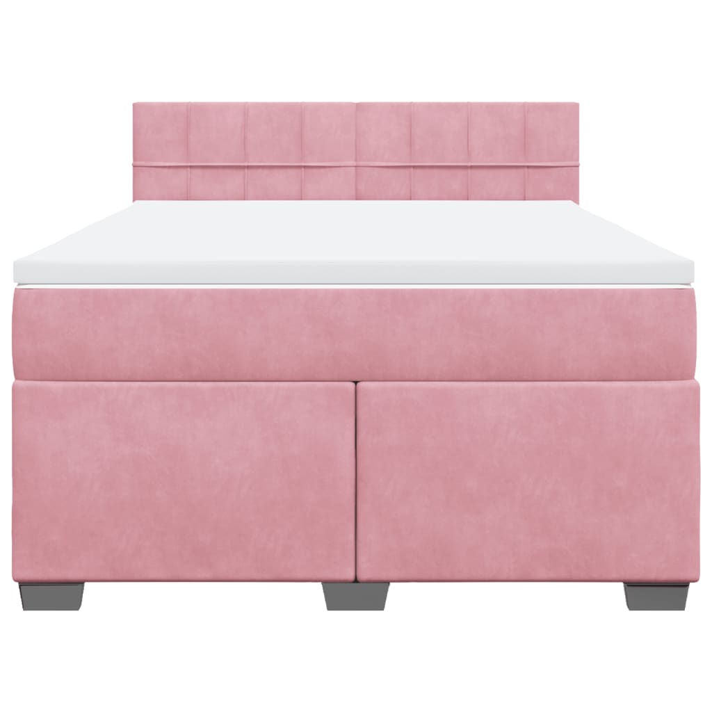 vidaXL Boxspring met matras fluweel roze 160x200 cm, foto 4
