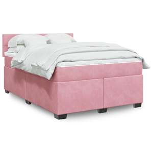 Box spring postel s matrací růžová 160x200 cm samet - obrázek 1