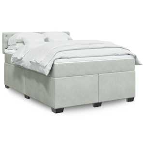 Box spring postelja z vzmetnico svetlo siva 160x200 cm žamet