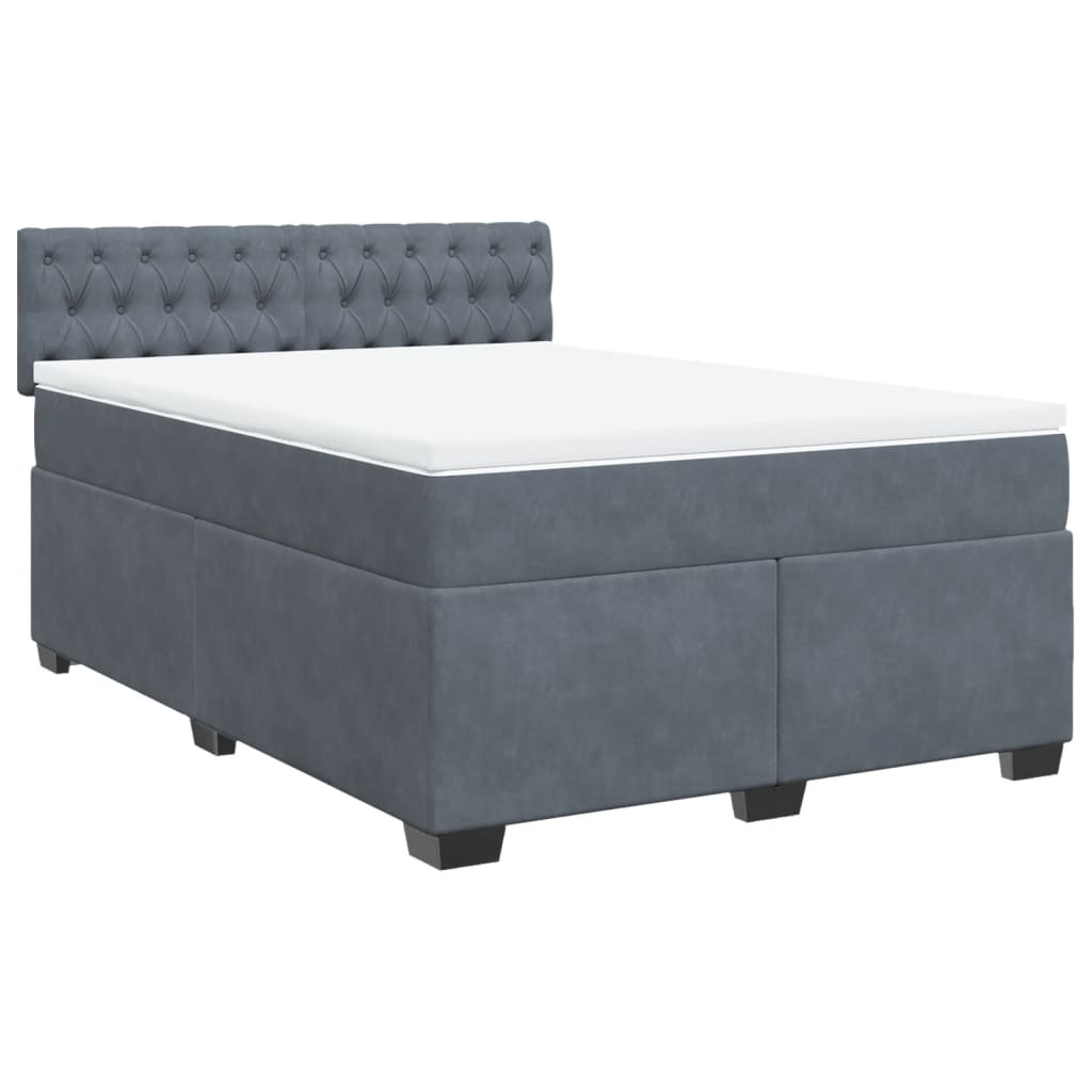 vidaXL Boxspring met matras fluweel donkergrijs 160x200 cm grijs, foto 3